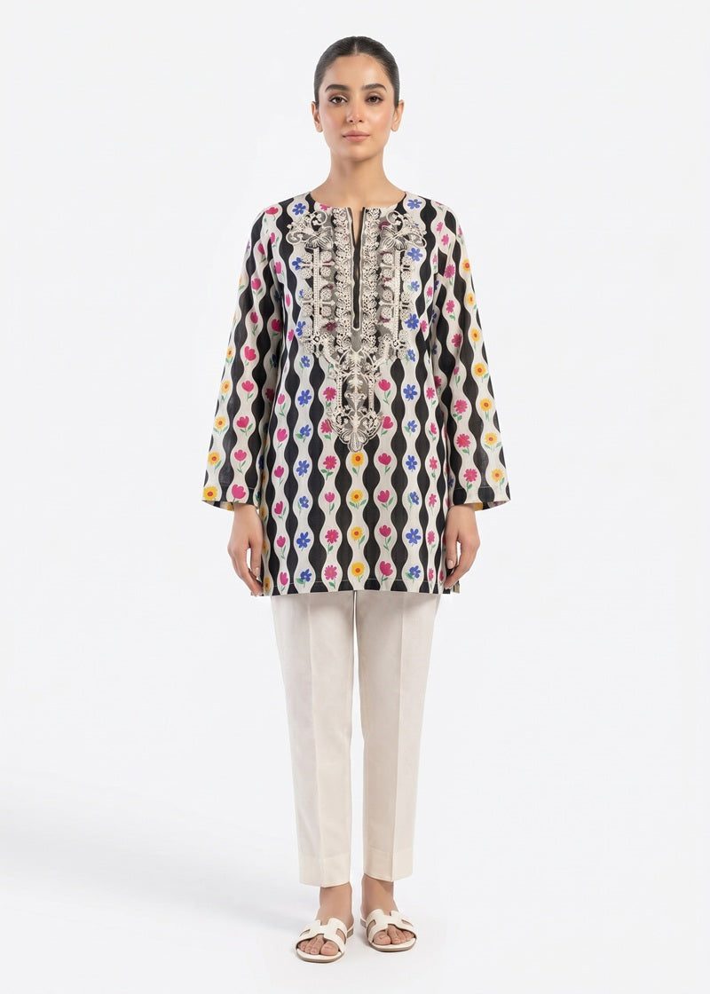 Noir Garden Embroidered Short Kurti