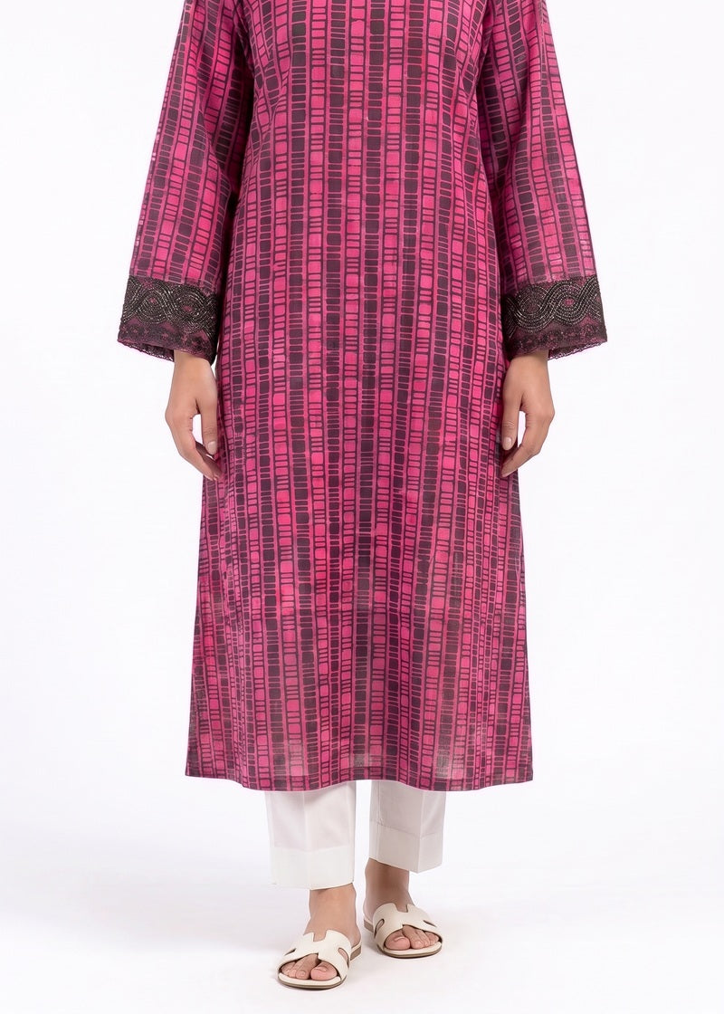Pink Geometric Printed Long kurta