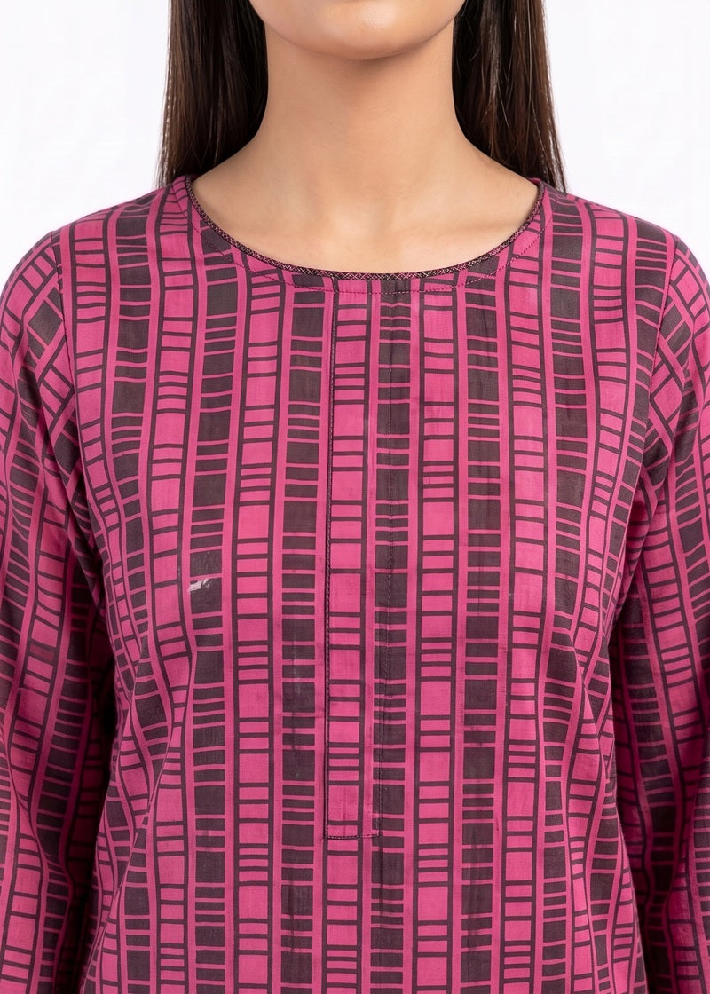 Pink Geometric Printed Long kurta