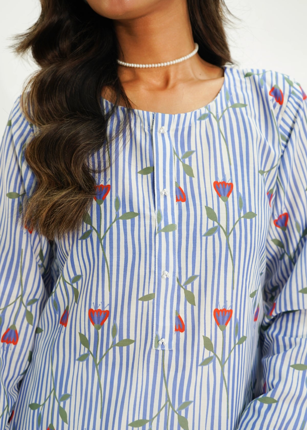 1 PIECE -BLUE STRIP LAWN SHIRT