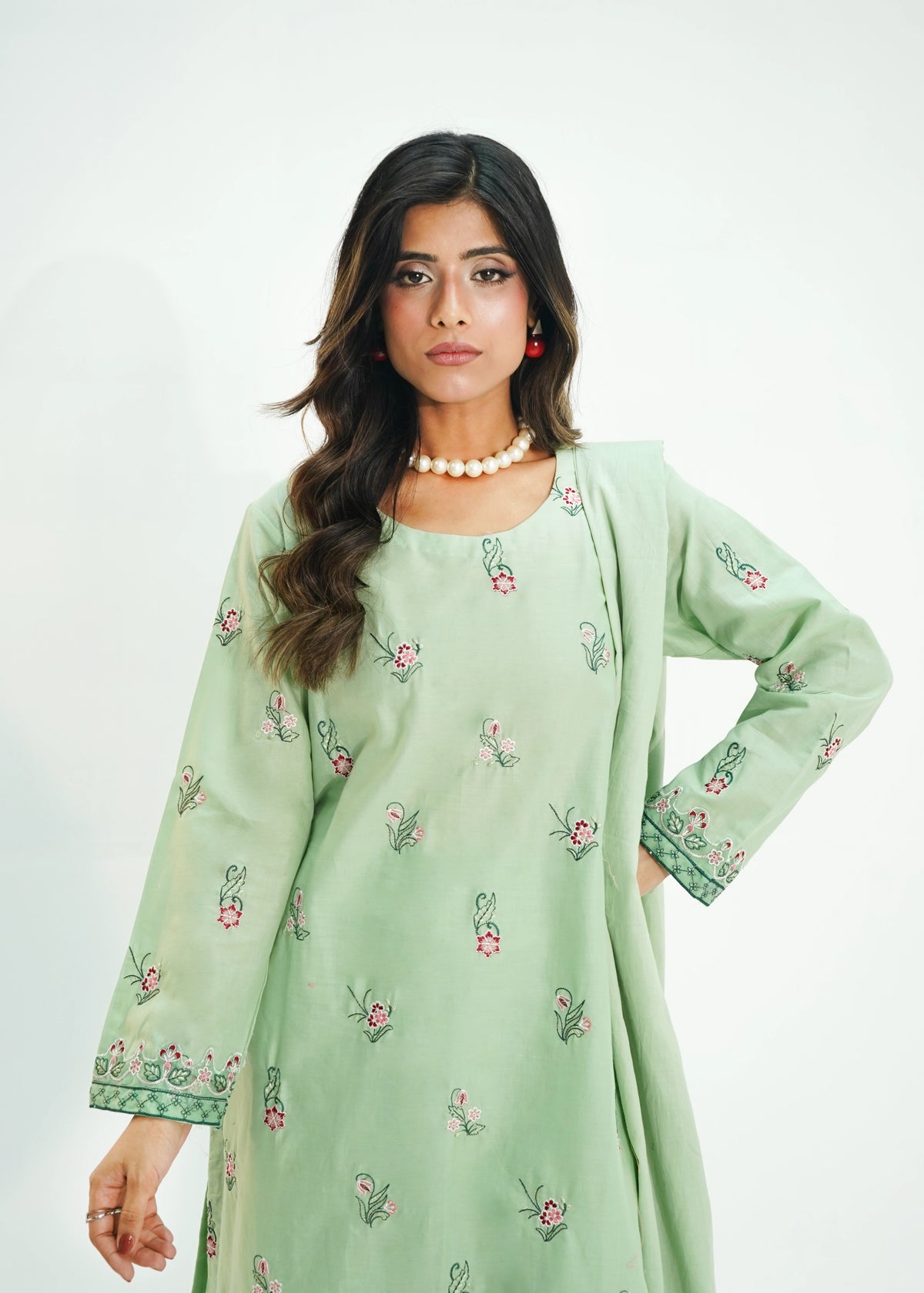 3 PIECE – PISTACHIO EMBROIDERED LAWN SUITE
