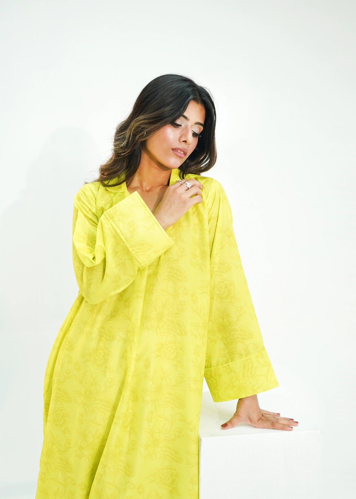 1 PIECE – LIME BREEZE LONG KURTA