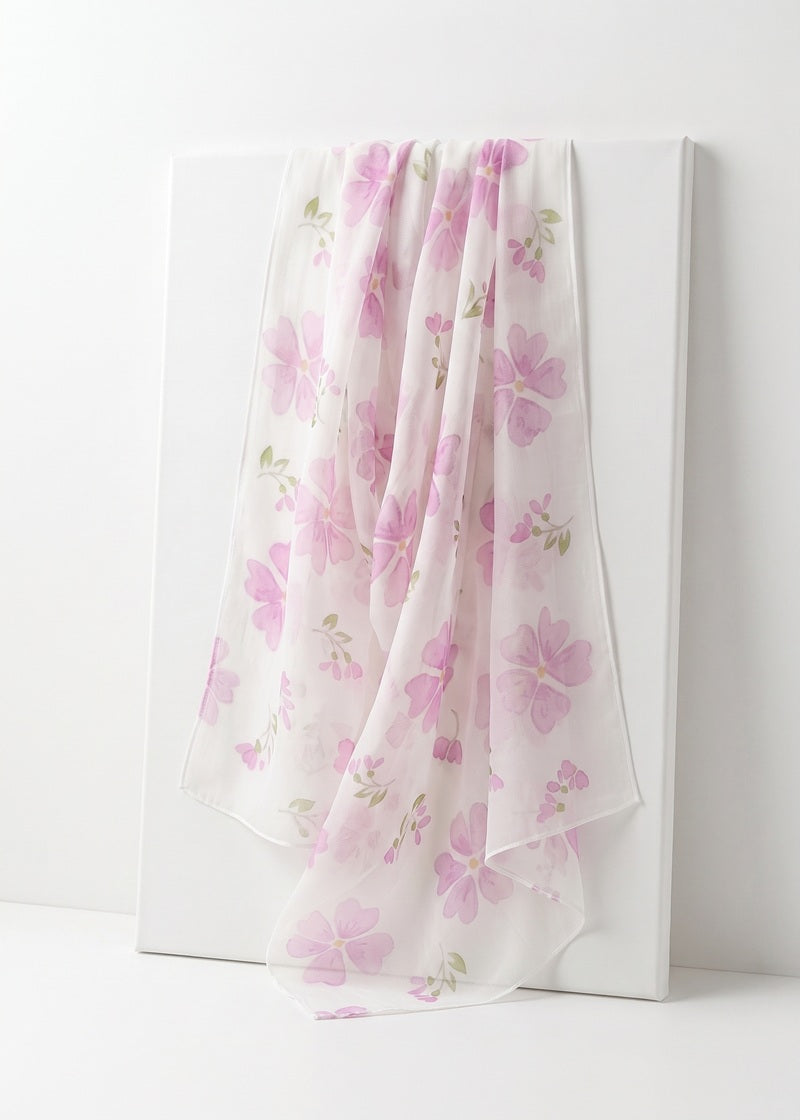 Blush Bloom Floral Printed Chiffon Dupatta