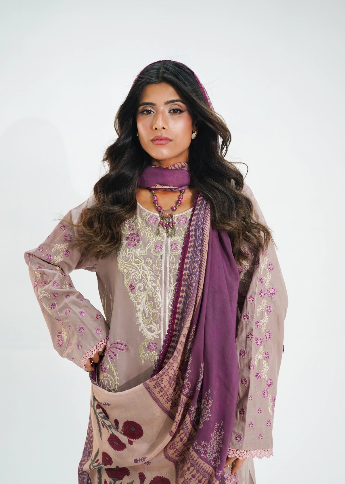 3 PIECE – MAUVE BLOOM EMBROIDERED LAWN SUITE