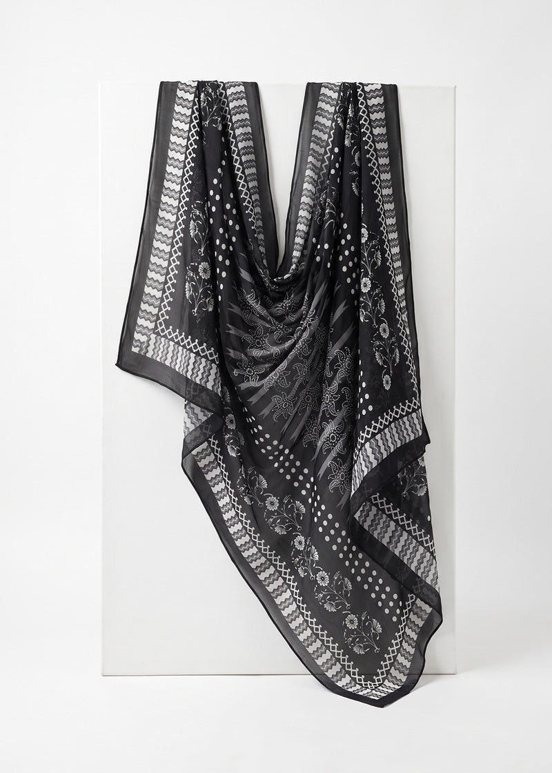 Midnight Noir Printed Lawn Dupatta