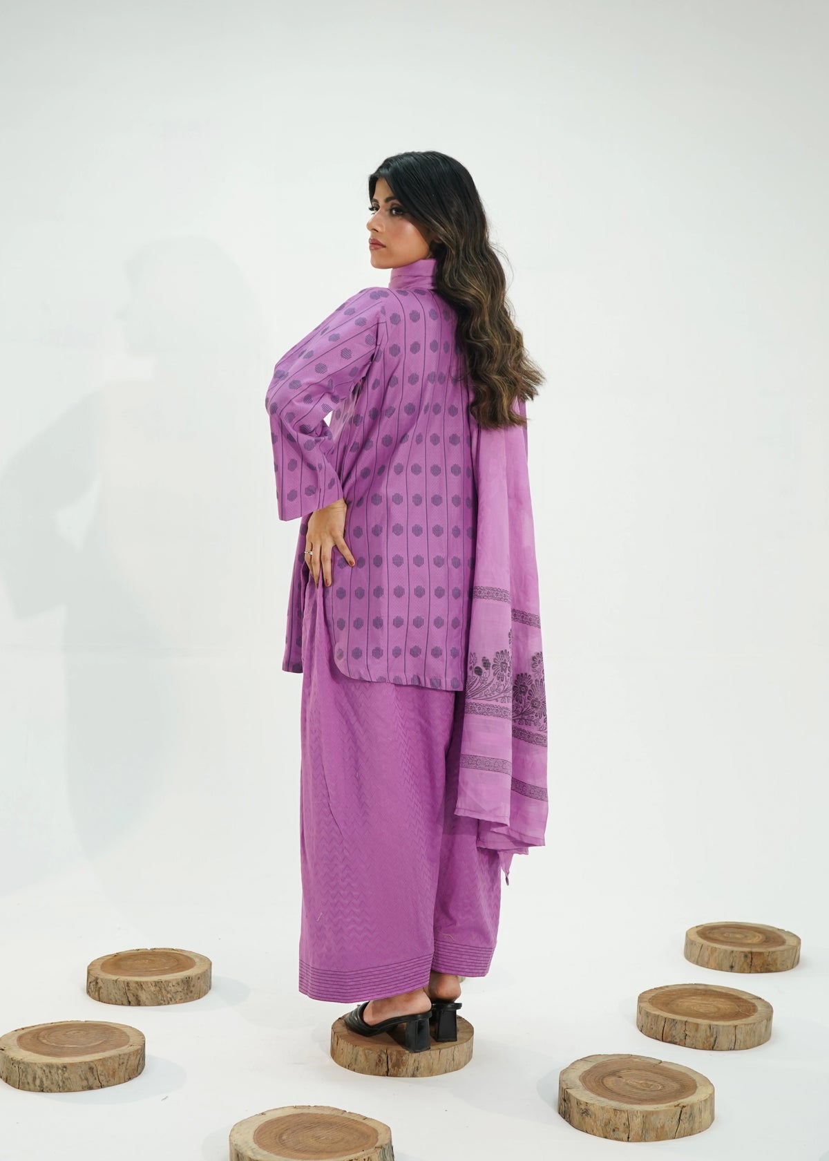 3 PIECE – ORCHID PURPLE LAWN JECQUARD SUITE