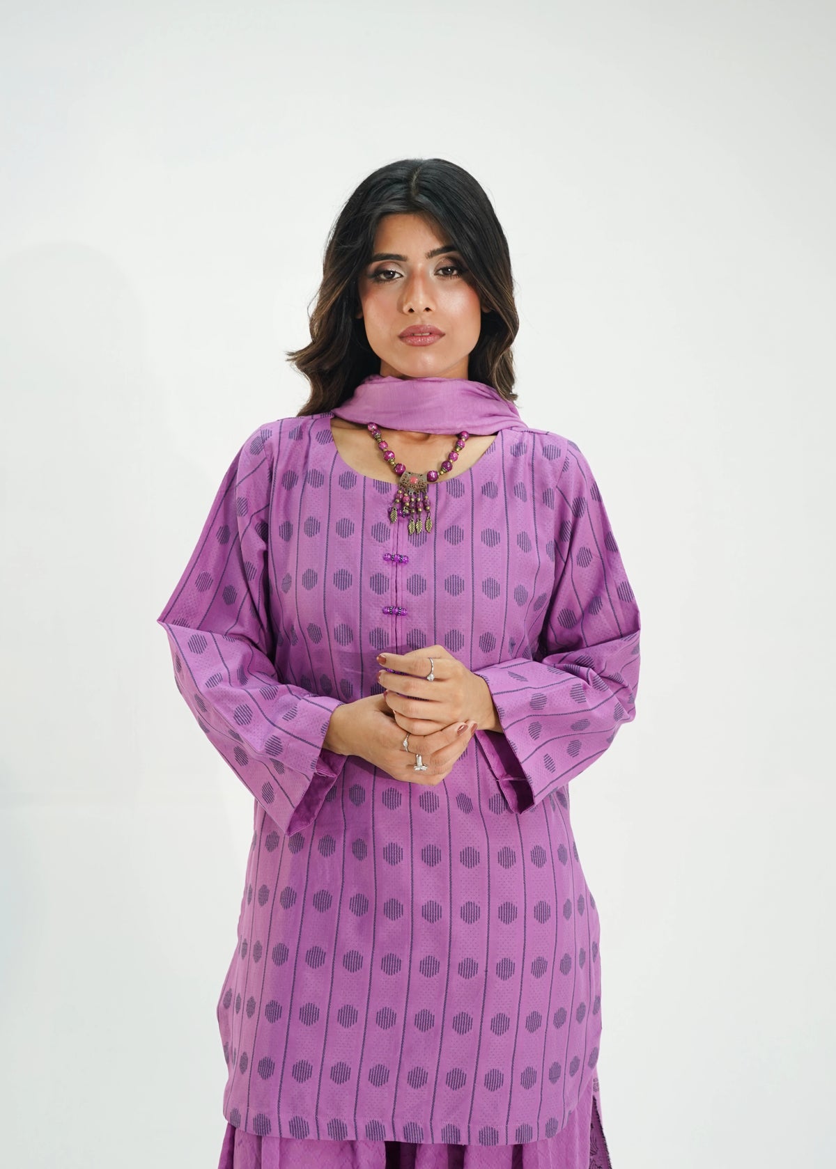3 PIECE – ORCHID PURPLE LAWN JECQUARD SUITE