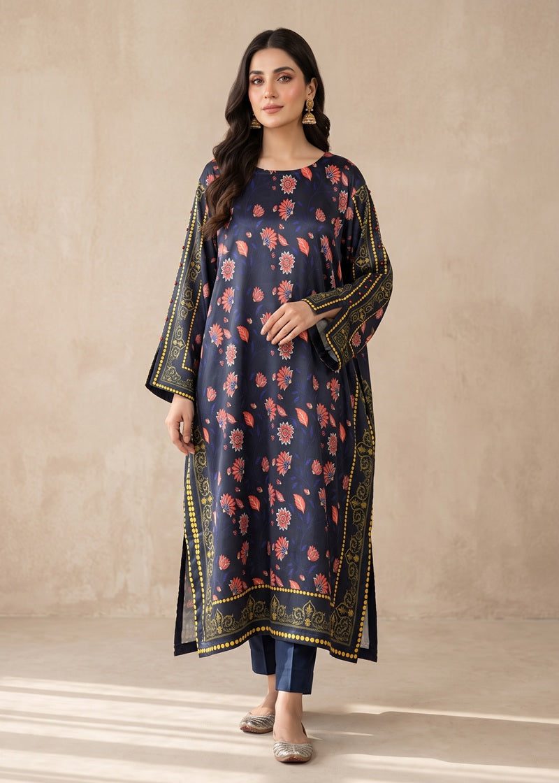 Mid Floral Bloom Printed shamoz silk Kaftan