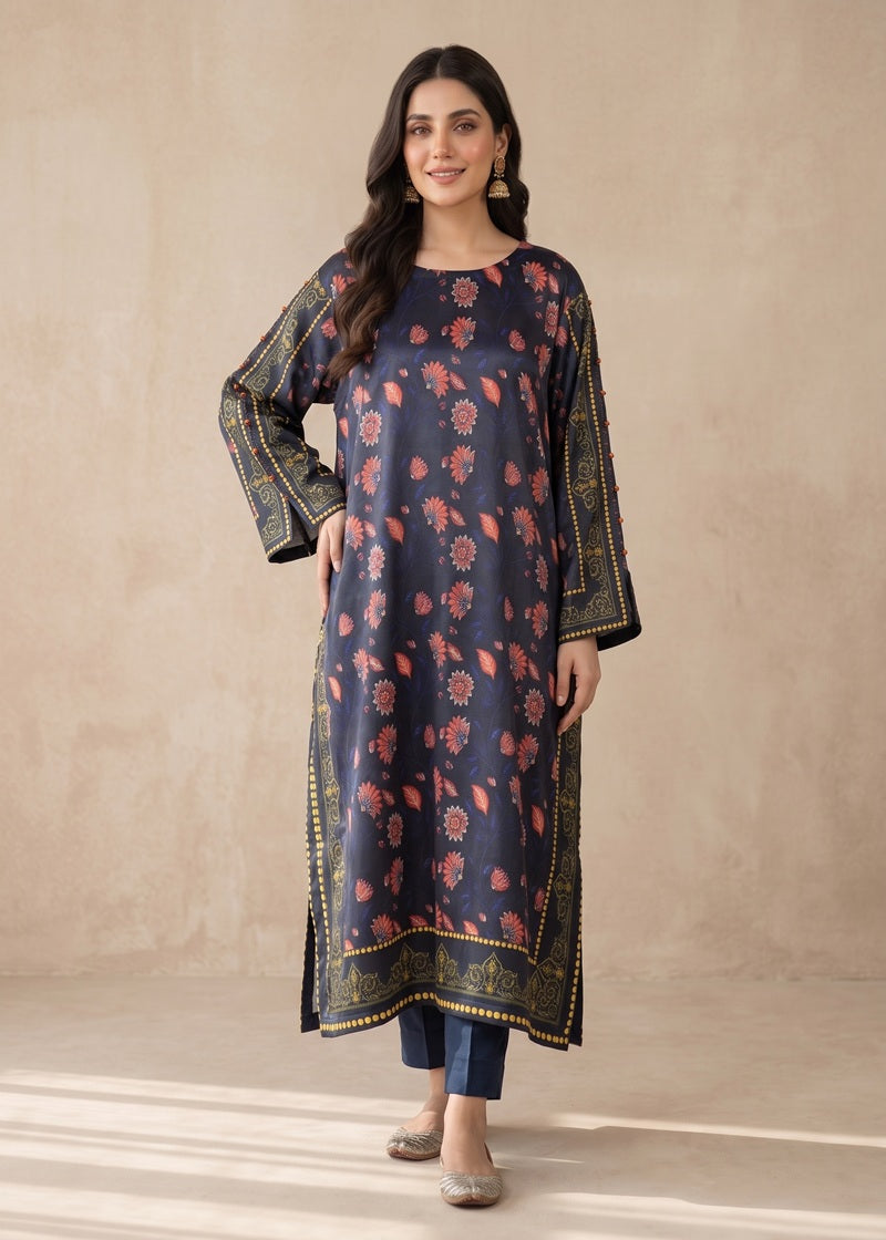 Mid Floral Bloom Printed shamoz silk Kaftan