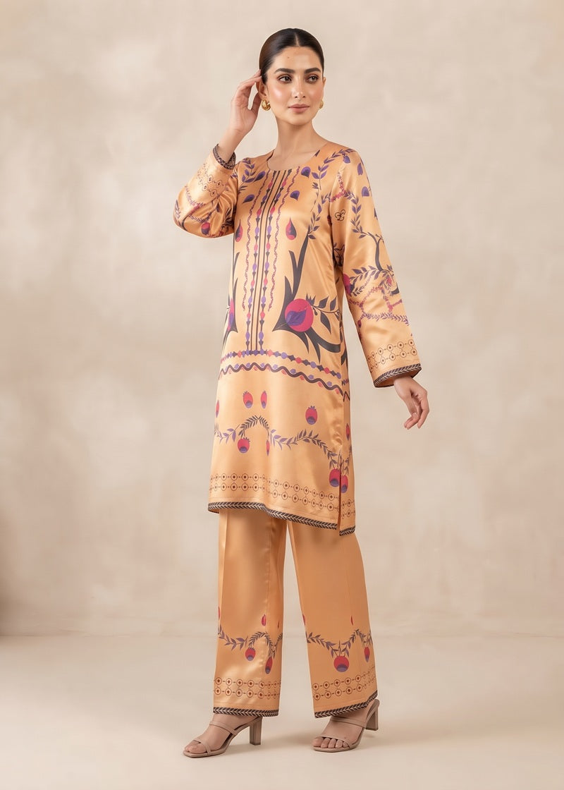 Amber Bloom Printed 2-Piece Shamoz Silk Suit