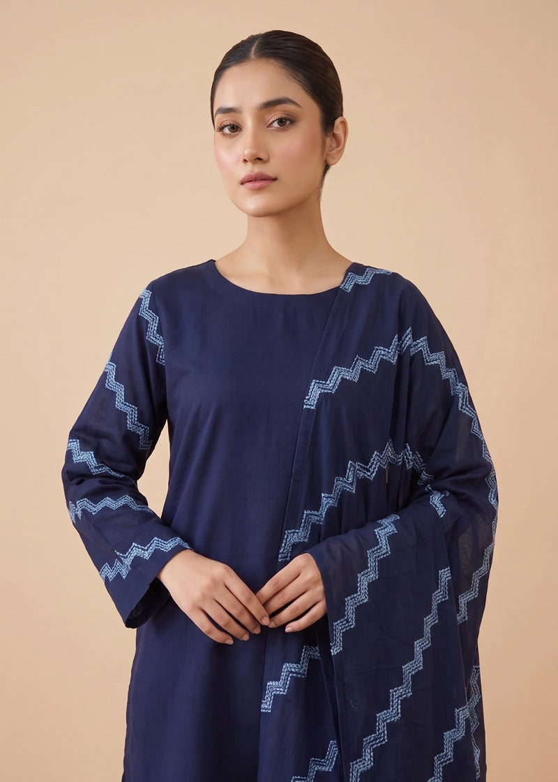 Midnight Grace – 3 Piece Dhanak Suit