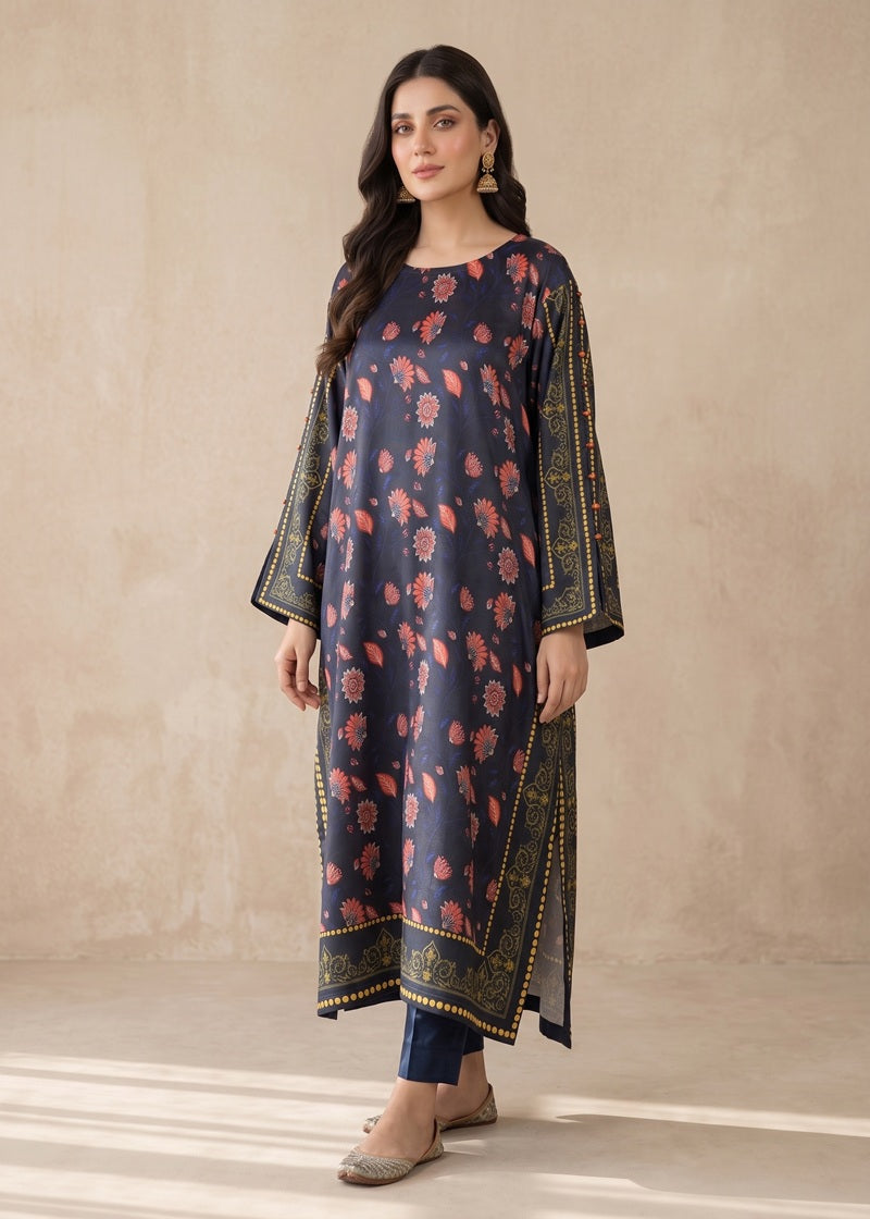 Mid Floral Bloom Printed shamoz silk Kaftan