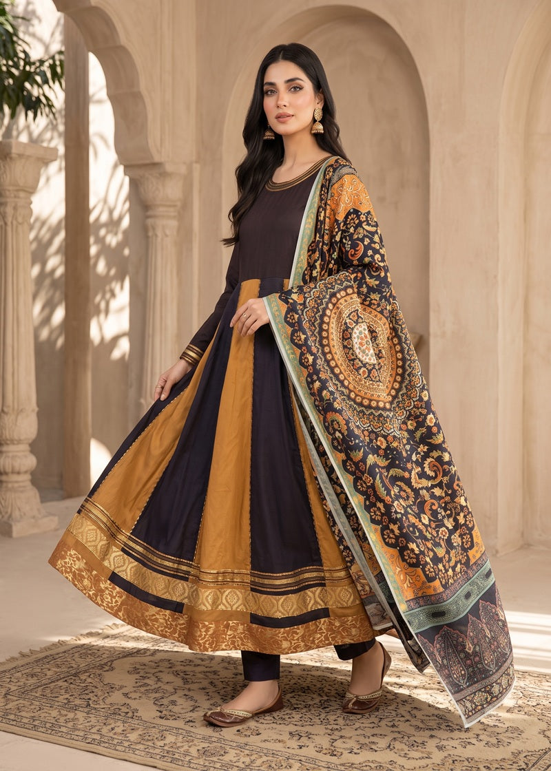 Royal Mosaic Embroidered Dhanak Frock