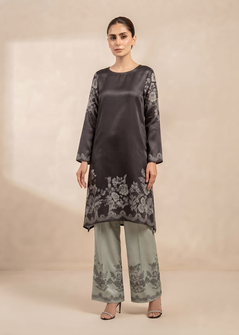Noir Bloom Printed Shamoz Silk 2-Piece Suit