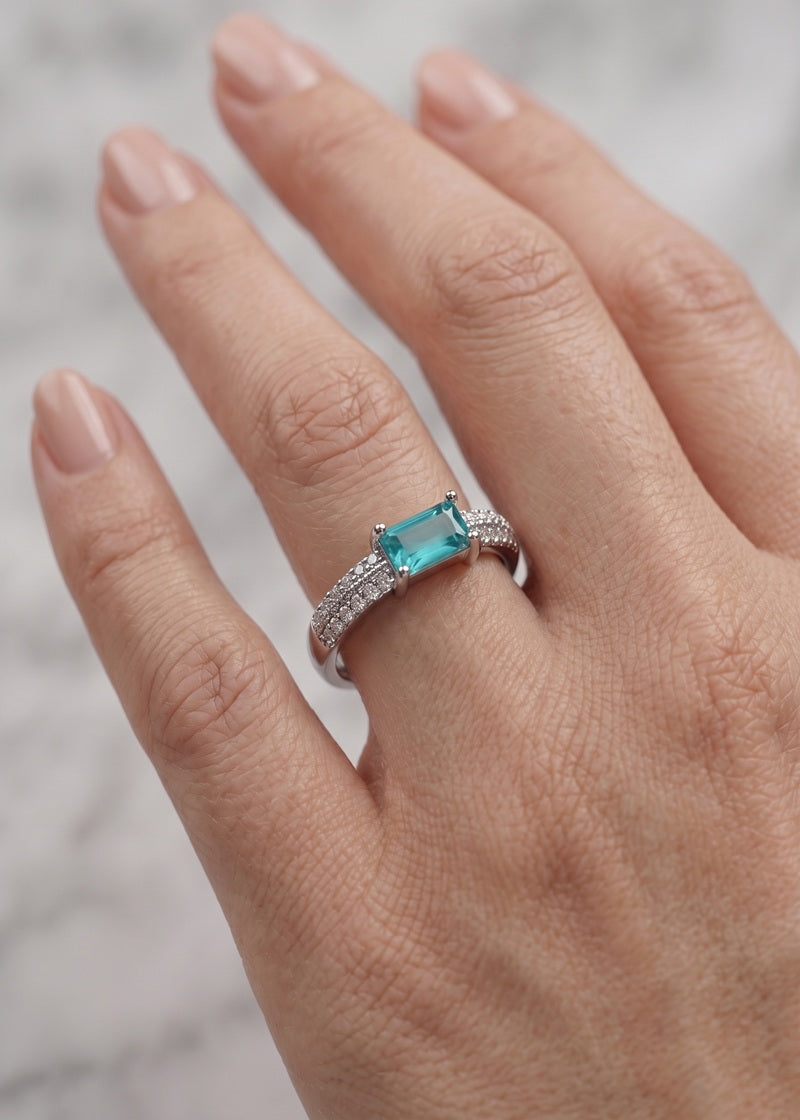Aqua Spark Adjustable Ring