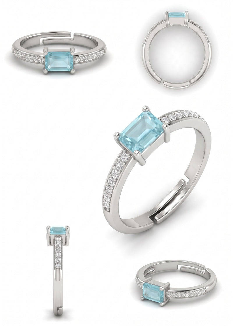 Aqua Spark Adjustable Ring