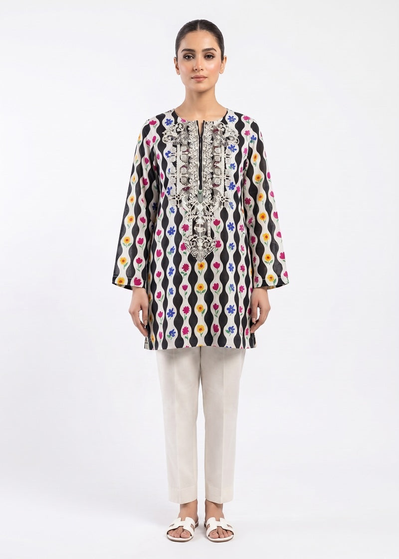 Noir Garden Embroidered Short Kurti