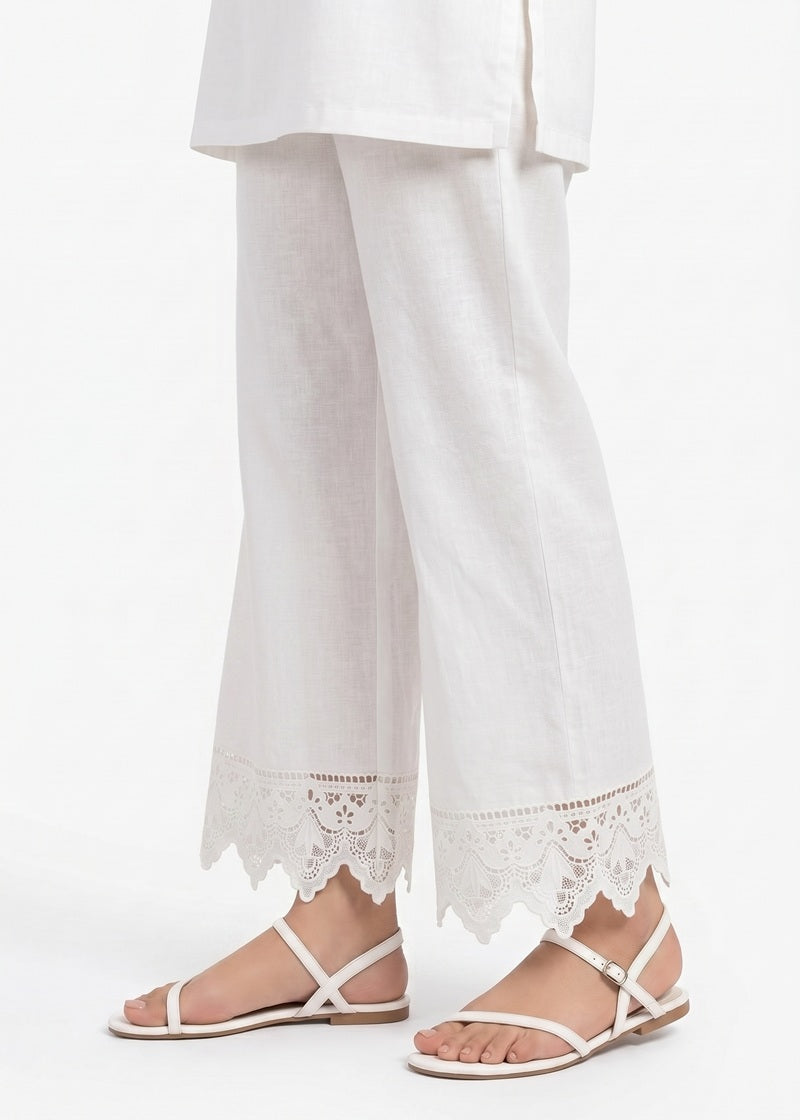 Ivory Lace Hem Trouser