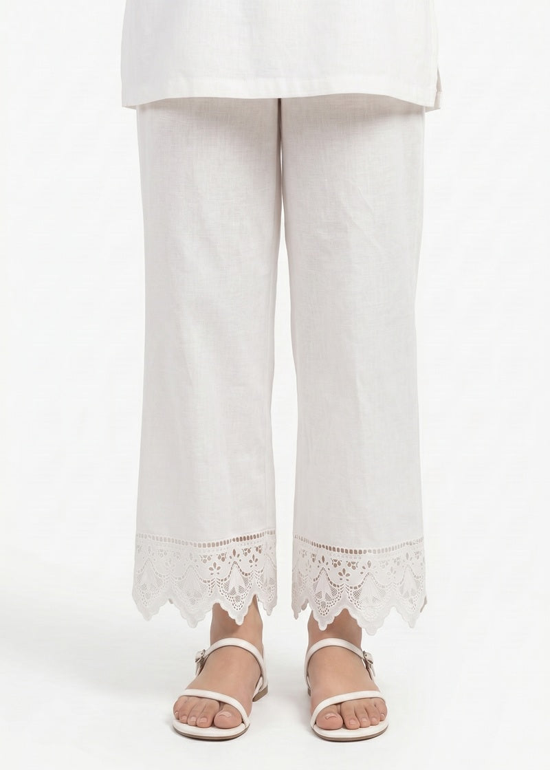 Ivory Lace Hem Trouser
