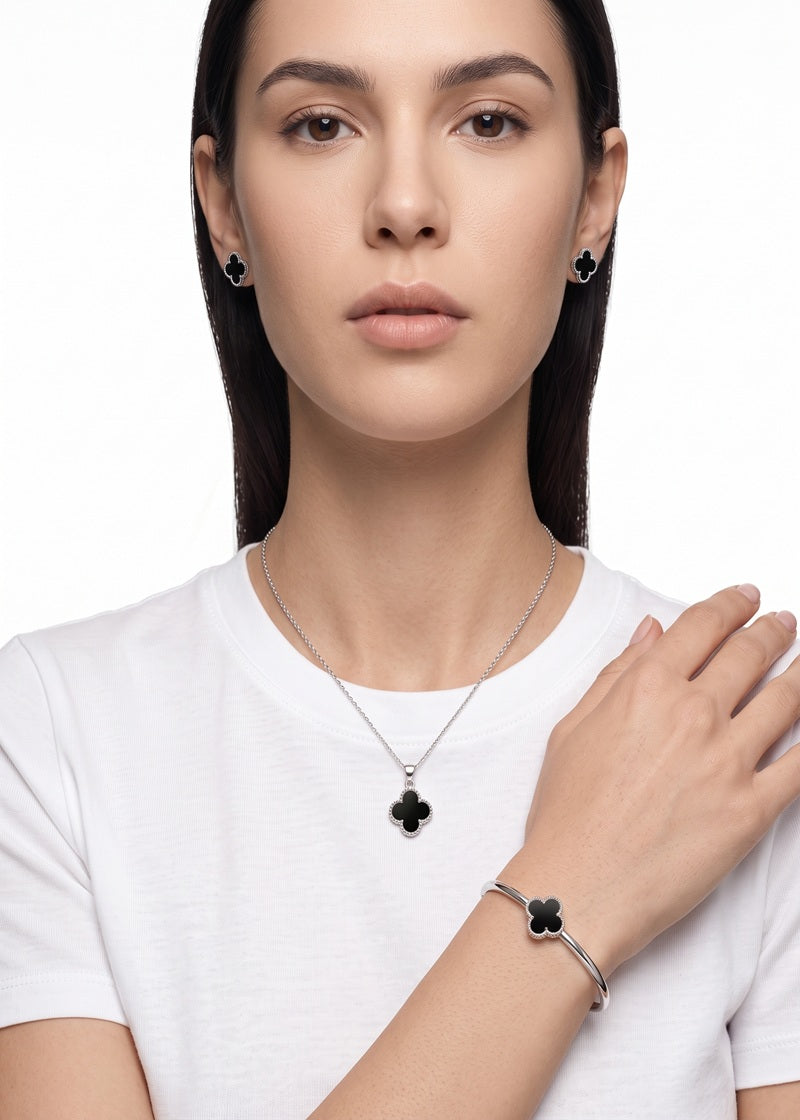 Midnight Clover Elegance Jewelry Set