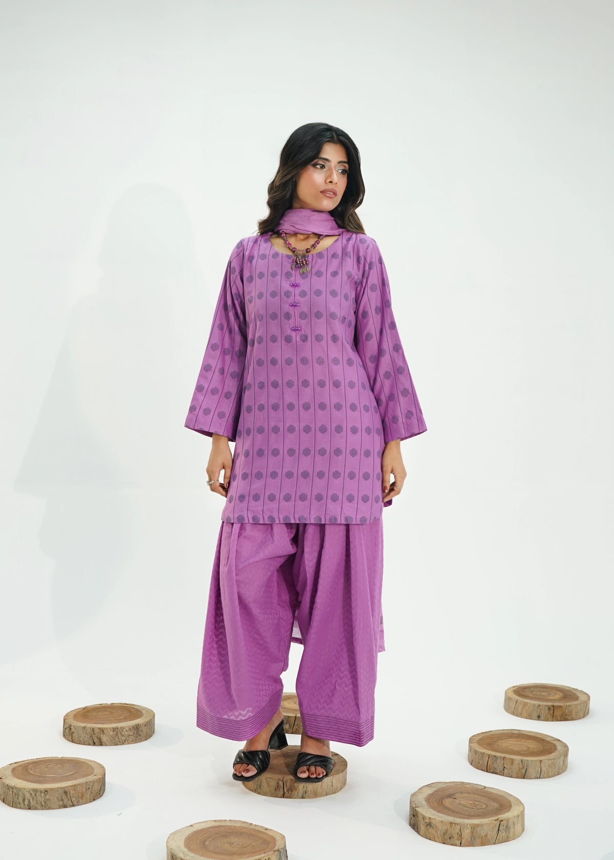 3 PIECE – ORCHID PURPLE LAWN JECQUARD SUITE
