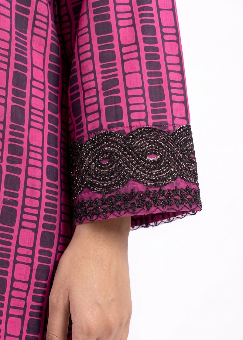 Pink Geometric Printed Long kurta