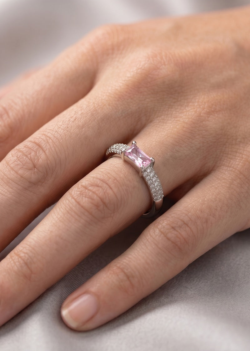 Blush Crystal Emerald Ring