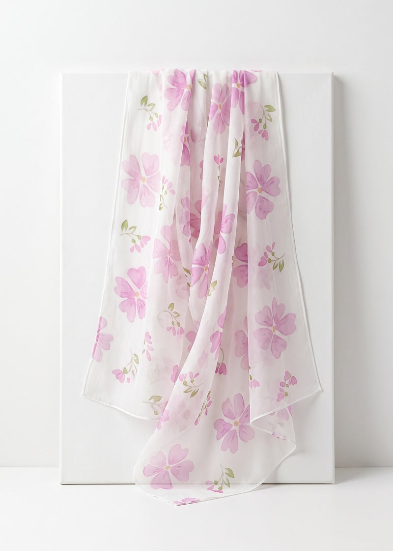 Blush Bloom Floral Printed Chiffon Dupatta
