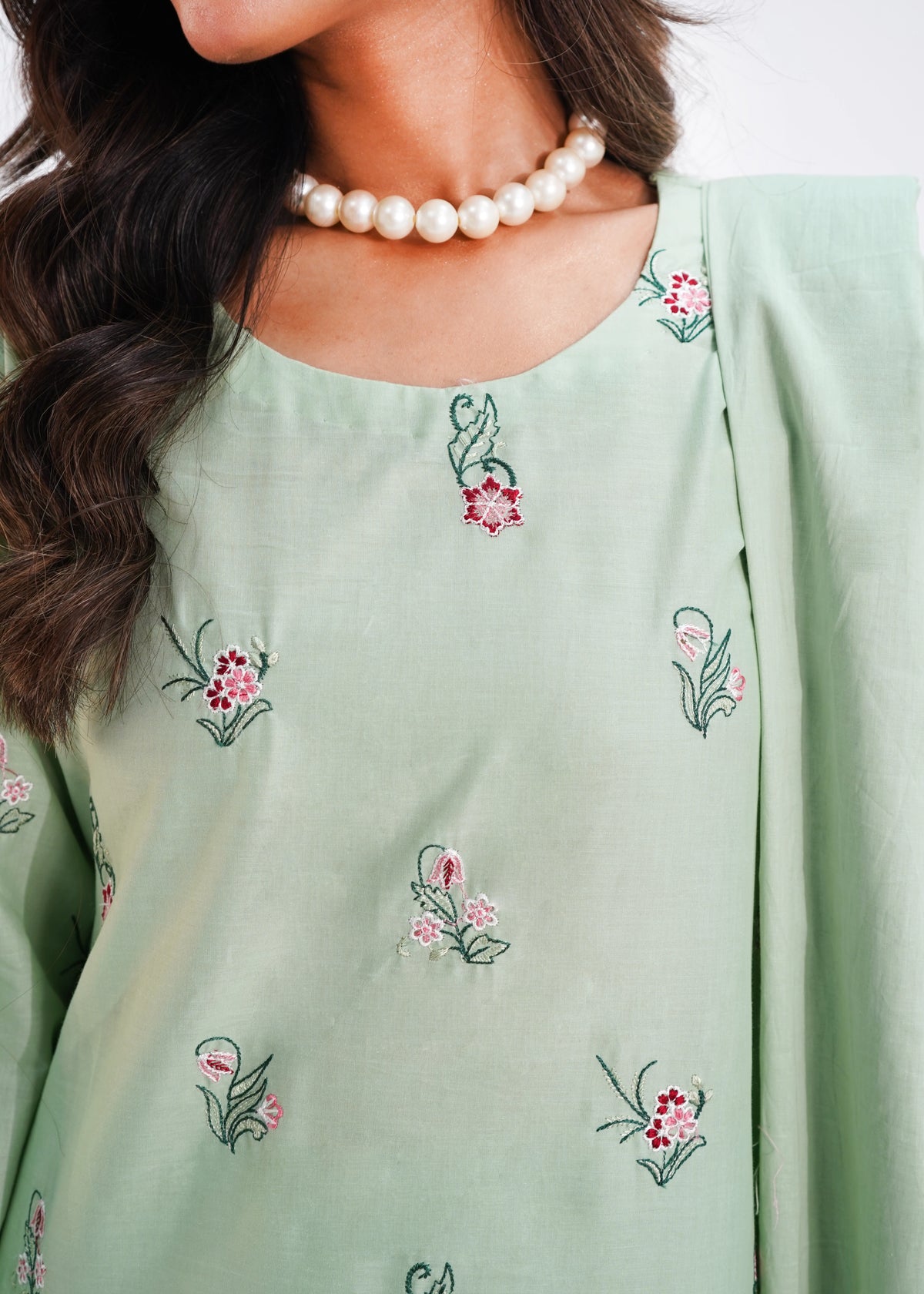 3 PIECE – PISTACHIO EMBROIDERED LAWN SUITE