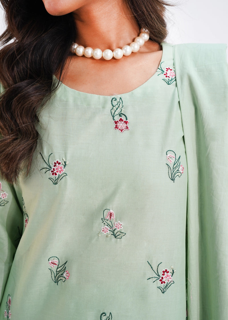 3 PIECE – PISTACHIO EMBROIDERED LAWN SUITE