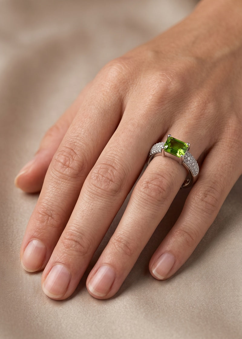 Emerald Glow Adjustable Ring