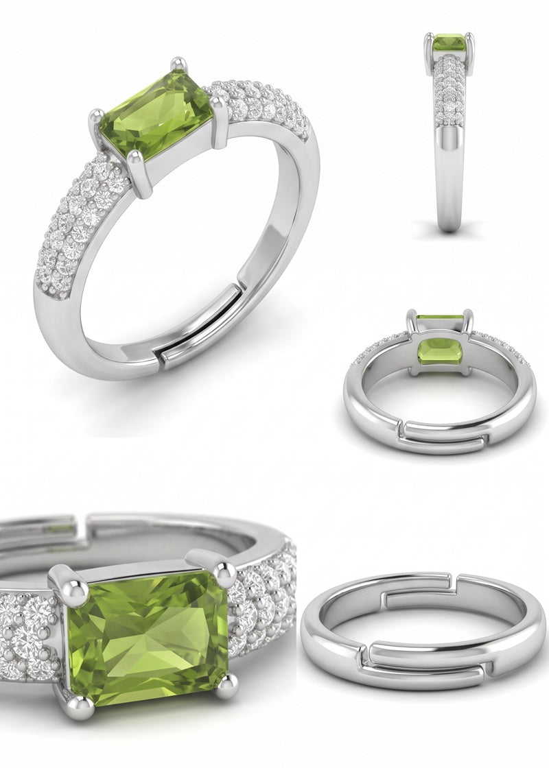 Emerald Glow Adjustable Ring