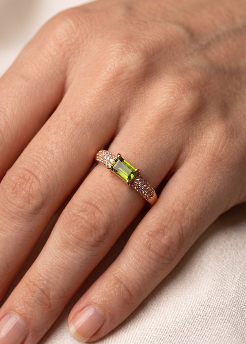 Peridot Glow Adjustable Ring