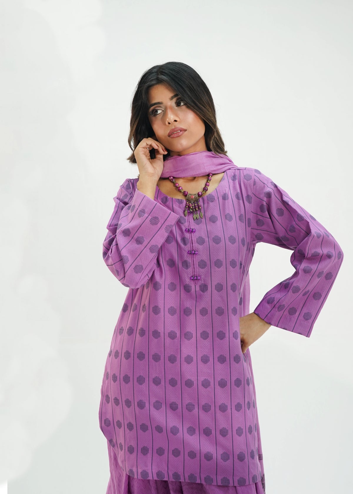 3 PIECE – ORCHID PURPLE LAWN JECQUARD SUITE