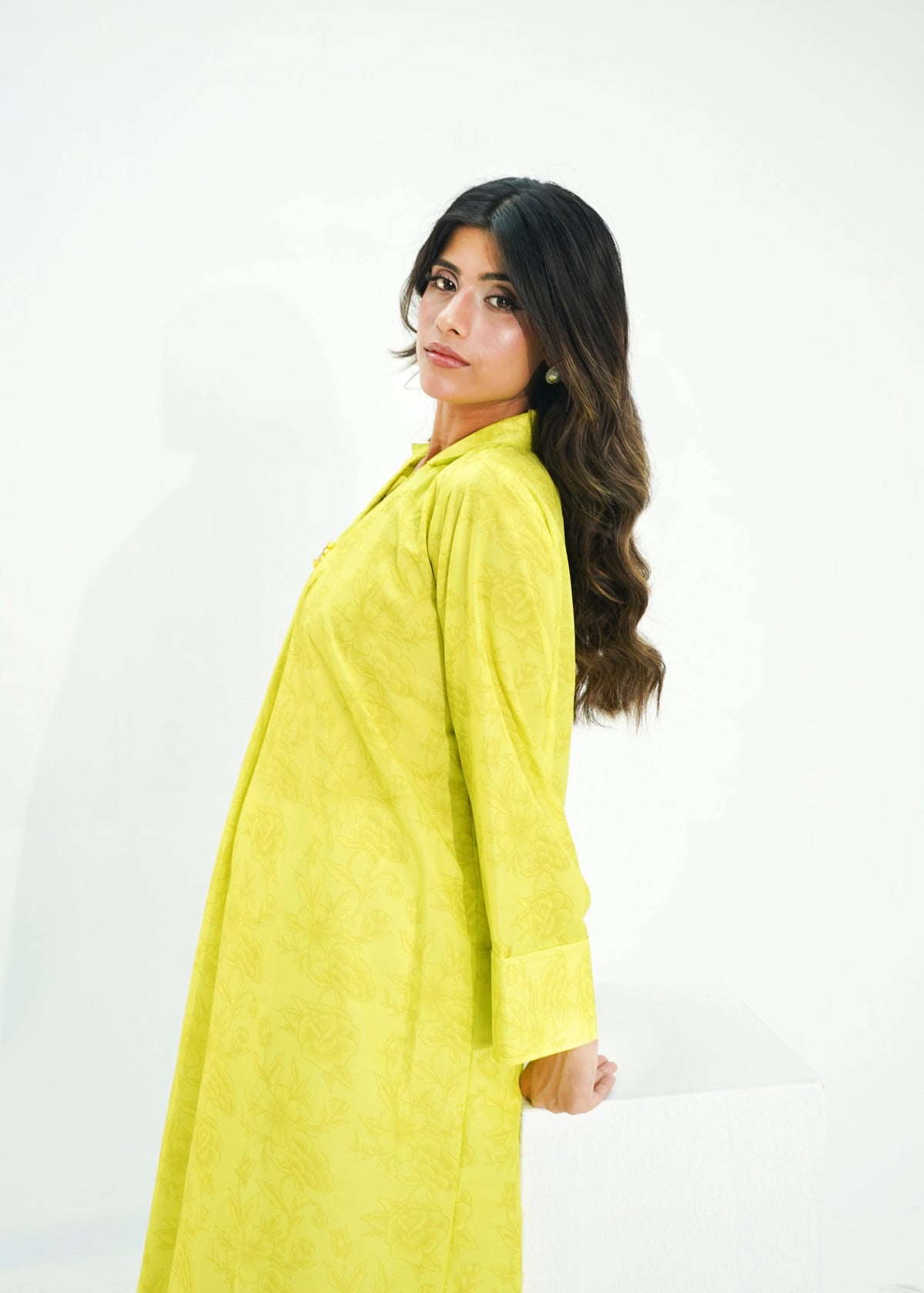 1 PIECE – LIME BREEZE LONG KURTA