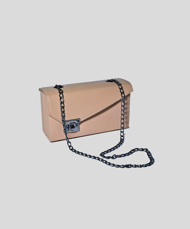 Luxe Beige Chain Crossbody Bag