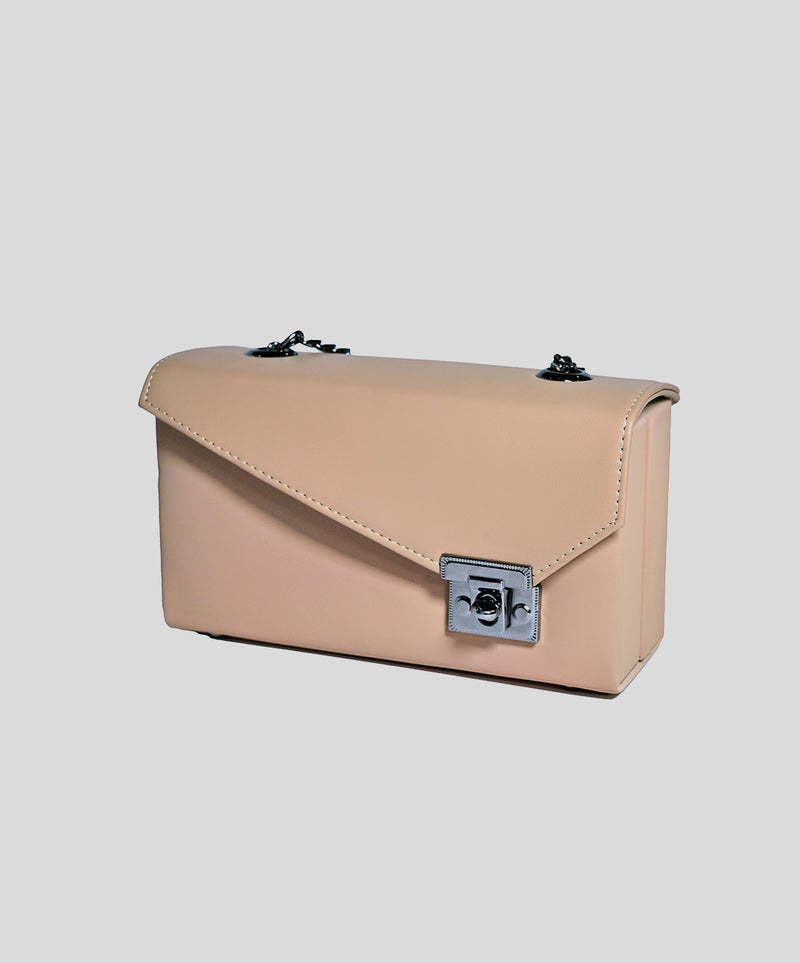 Luxe Beige Chain Crossbody Bag