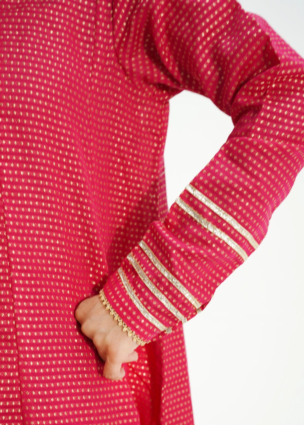 3 PIECE – RUBY RADIANCE EMBELLISHED JACQUARD SUITE