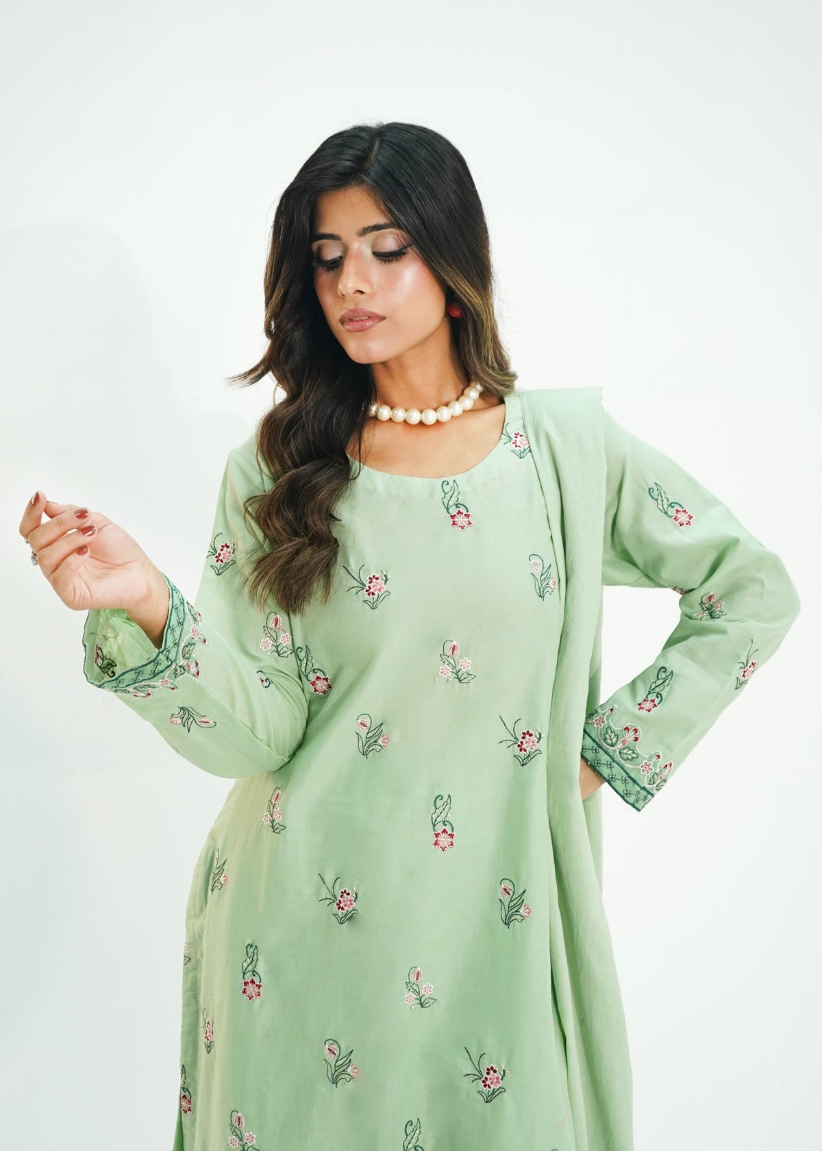 3 PIECE – PISTACHIO EMBROIDERED LAWN SUITE