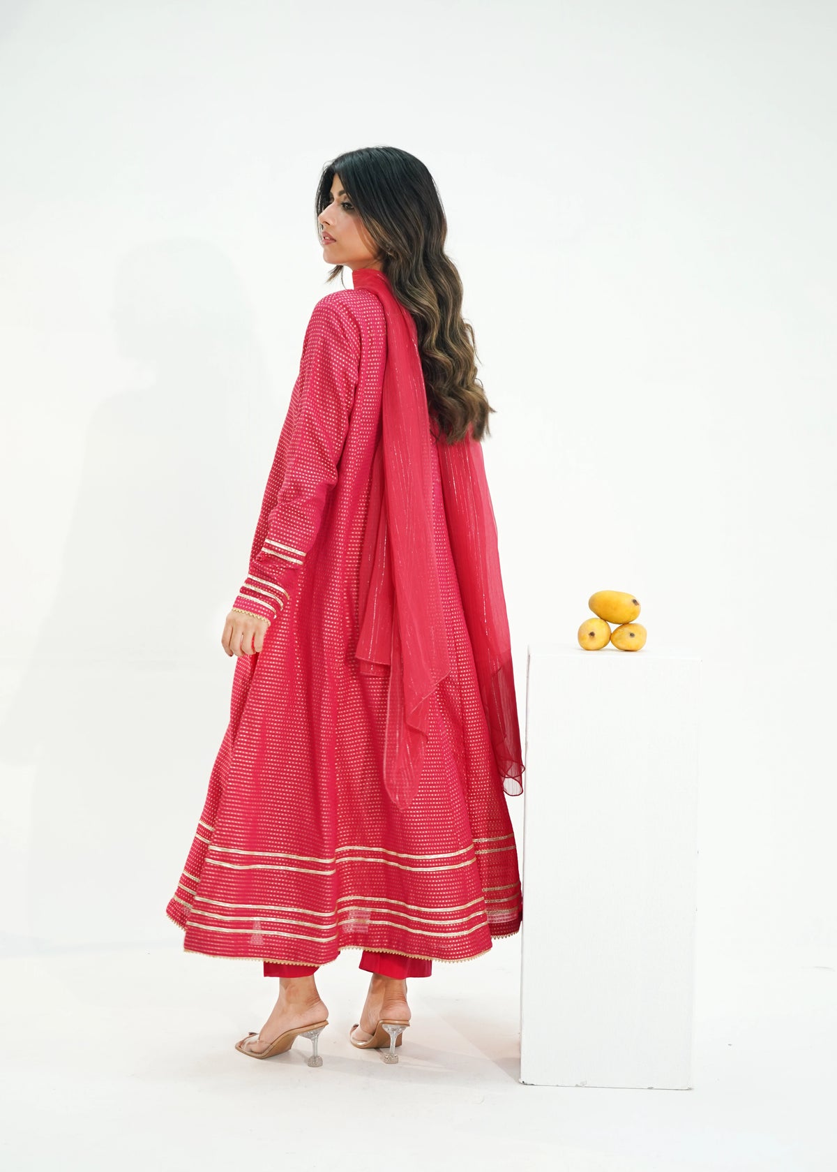 3 PIECE – RUBY RADIANCE EMBELLISHED JACQUARD SUITE