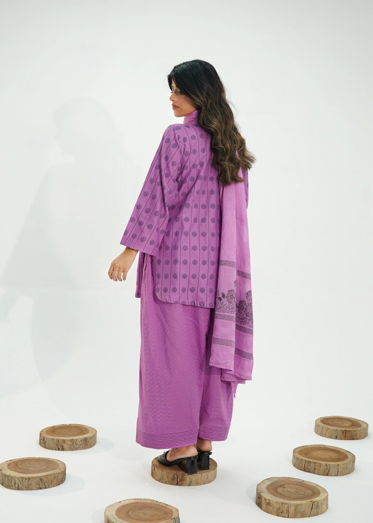 3 PIECE – ORCHID PURPLE LAWN JECQUARD SUITE