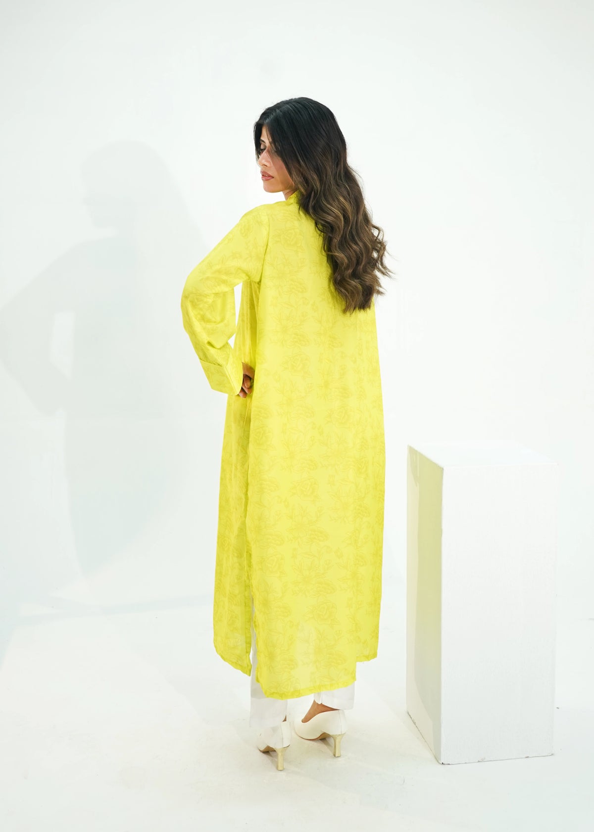 1 PIECE – LIME BREEZE LONG KURTA
