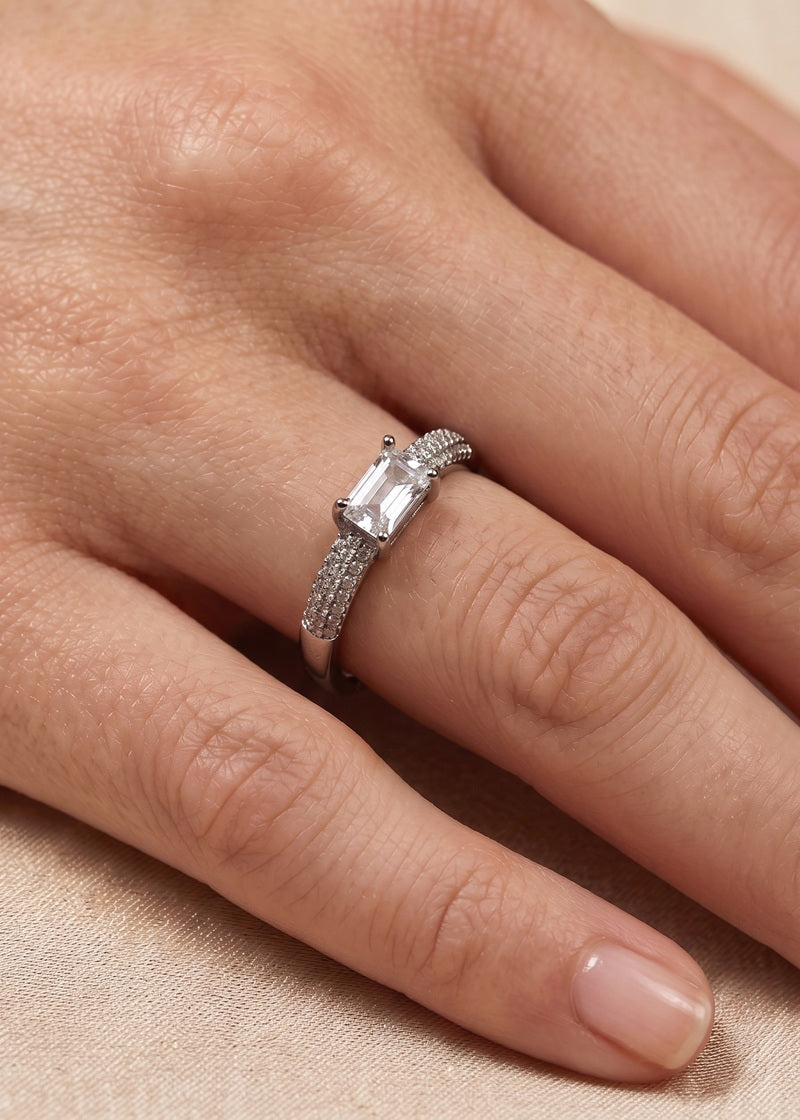 Silver Grace Emerald Ring