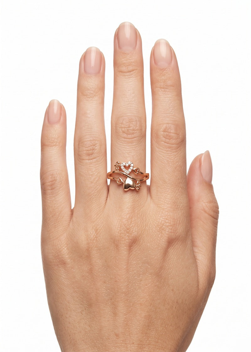 Royal Hearts Rose Gold Ring