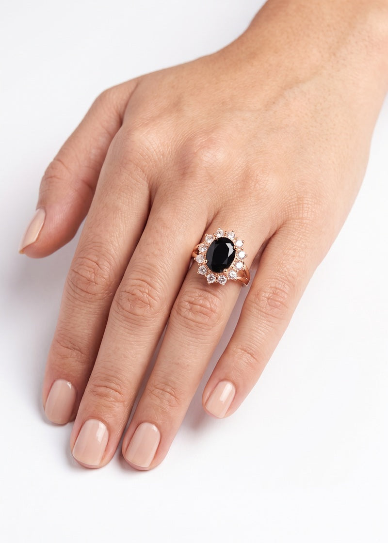 Midnight Bloom Halo Adjustable Ring