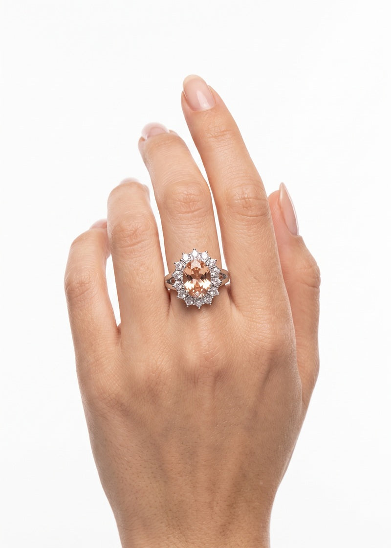 Sunset Sparkle Halo Adjustable Ring