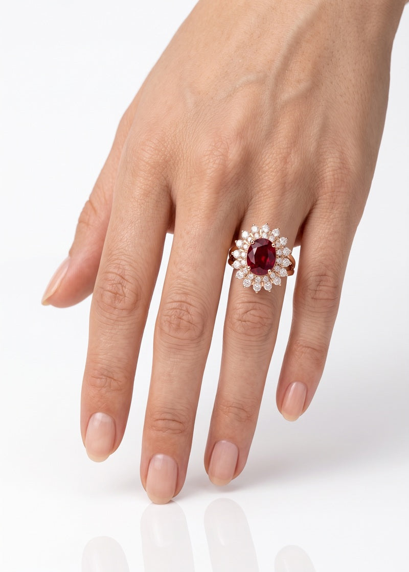 Royal Blossom Ruby Adjustable Ring