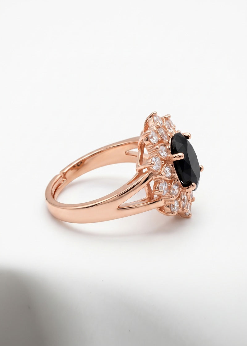 Midnight Bloom Halo Adjustable Ring
