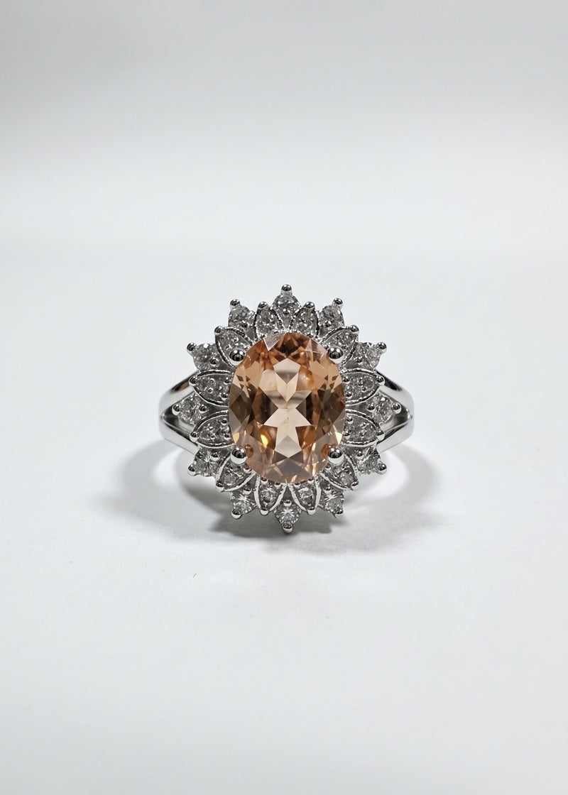 Sunset Sparkle Halo Adjustable Ring