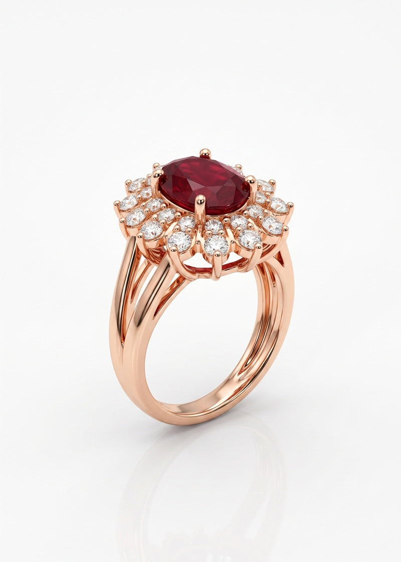 Royal Blossom Ruby Adjustable Ring